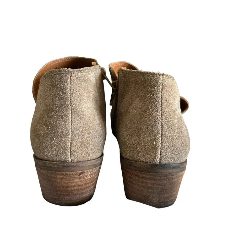 Lucky Brand Boots Women's Tan Leather Suede Side Zip Ankle  Booties 10M